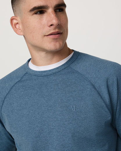 Coronado Crew - Relaxed Fit Pool Blue Heather Crewneck - Vuori