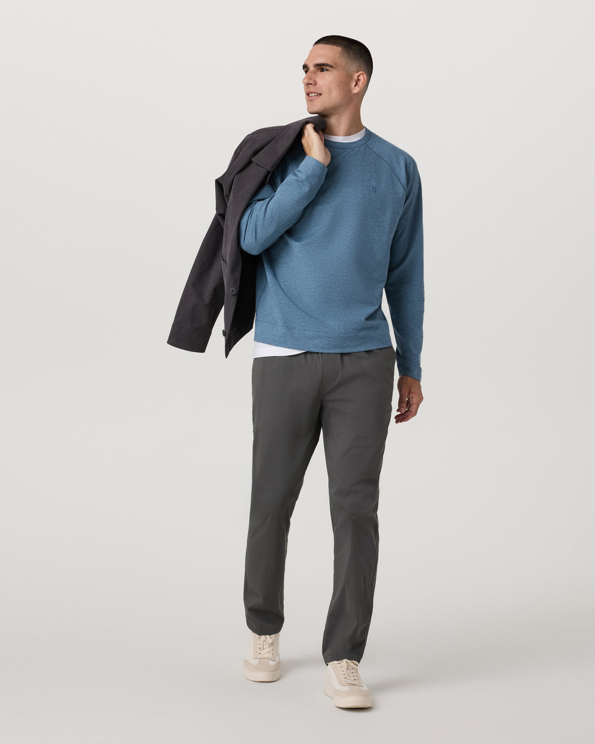 Coronado Crew - Relaxed Fit Pool Blue Heather Crewneck - Vuori