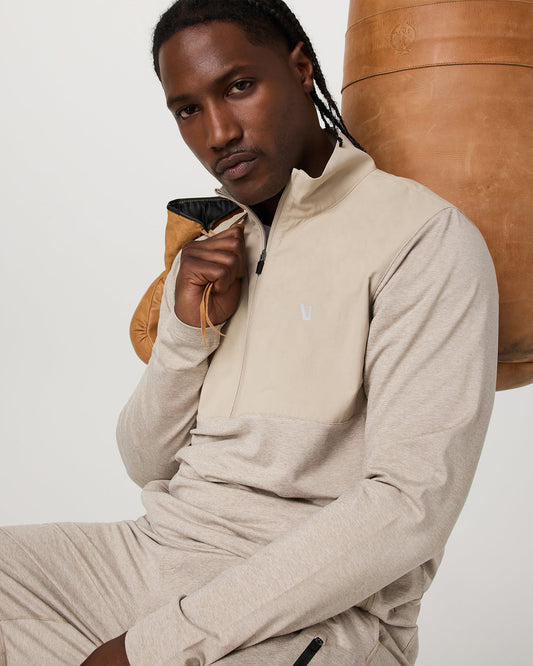 Sunday Element 1/2 Zip Men's Toast Heather Pullover - Vuori