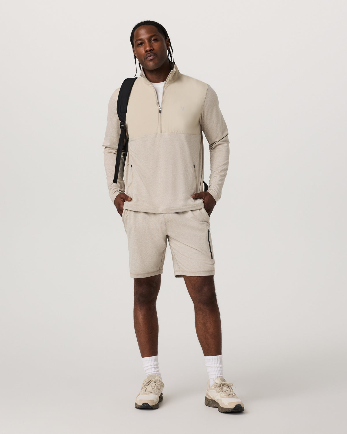 Sunday Element 1/2 Zip Men's Toast Heather Pullover - Vuori