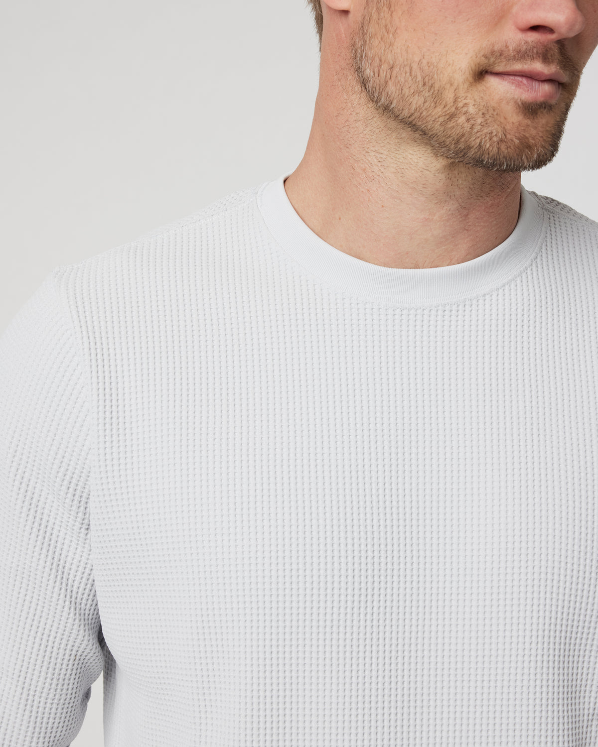 Jamestown Crew Men's Frost Grey Waffle Crewneck - Vuori