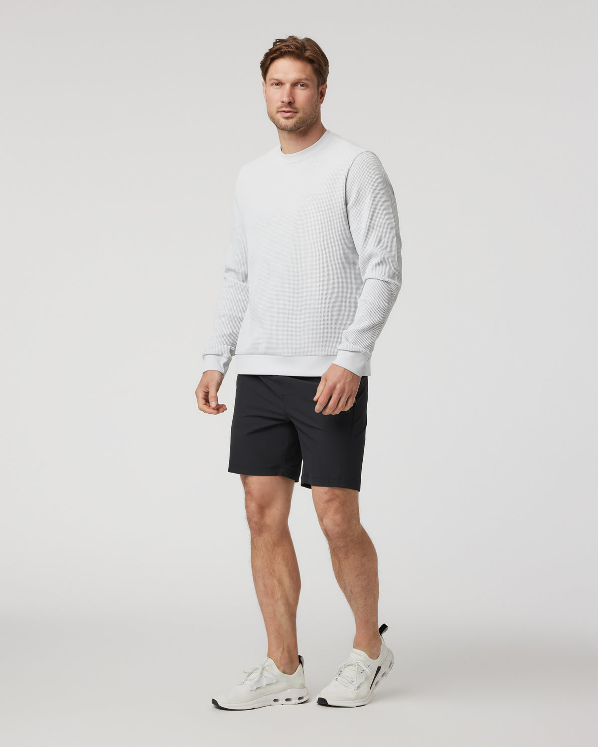 Jamestown Crew Men's Frost Grey Waffle Crewneck - Vuori