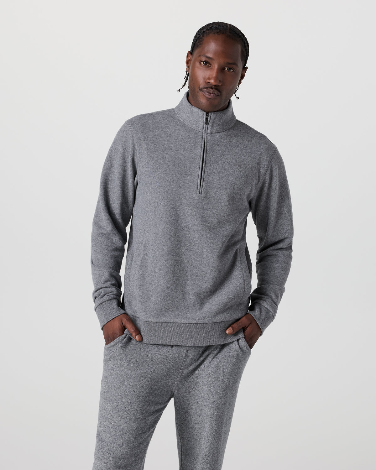 Cypress 1/4 Zip 2.0 Heather Grey - Vuori