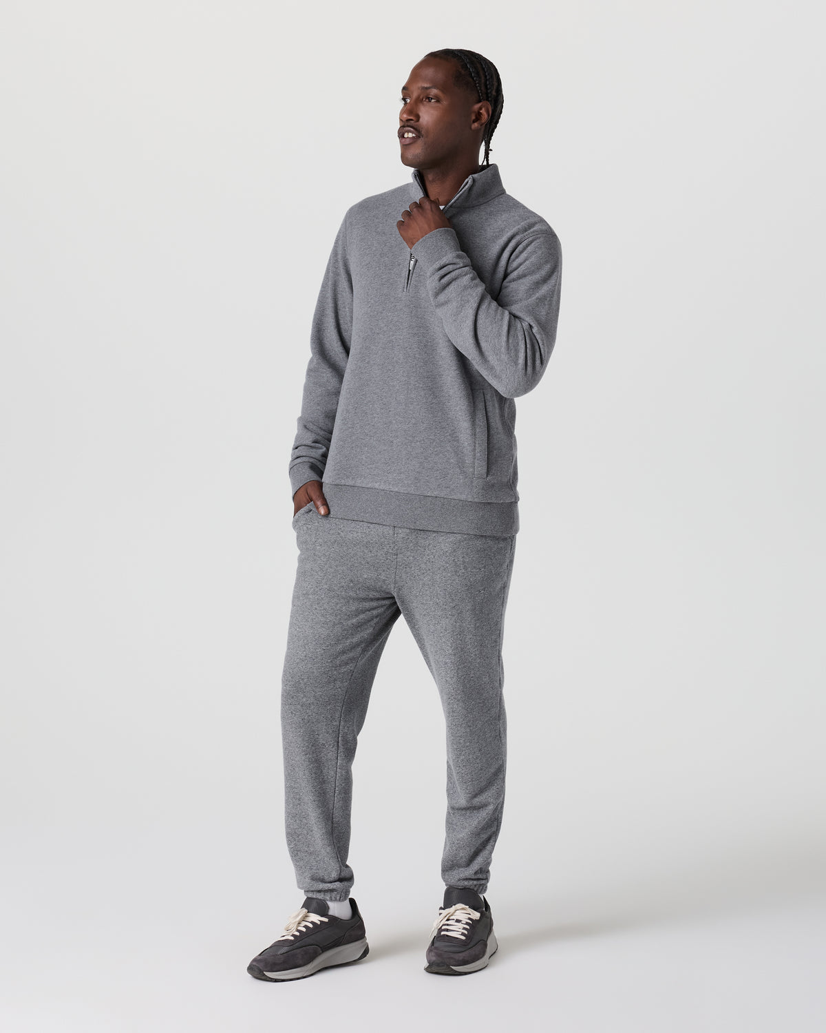 Cypress 1/4 Zip 2.0 Heather Grey - Vuori