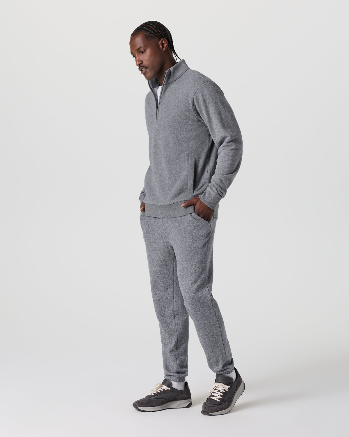 Cypress 1/4 Zip 2.0 Heather Grey - Vuori