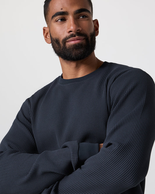 Jamestown Crew Men's Navy Waffle Crewneck - Vuori