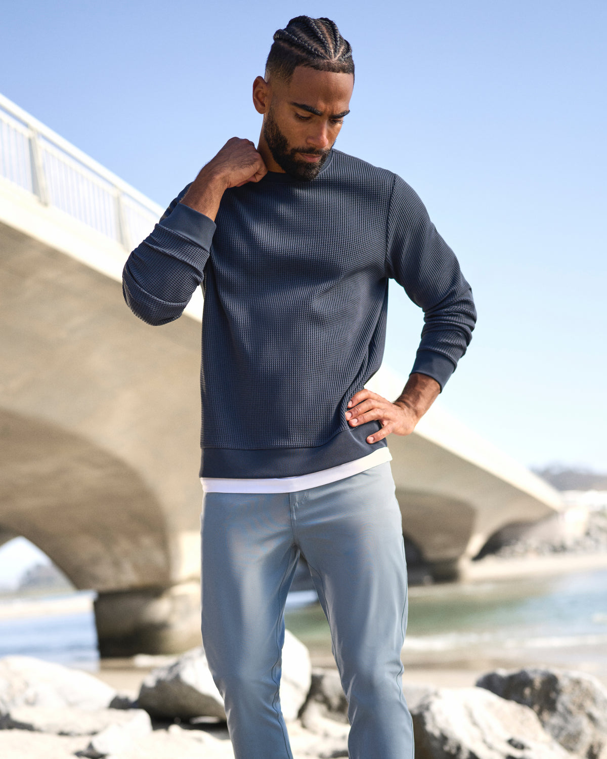 Jamestown Crew Men's Navy Waffle Crewneck - Vuori