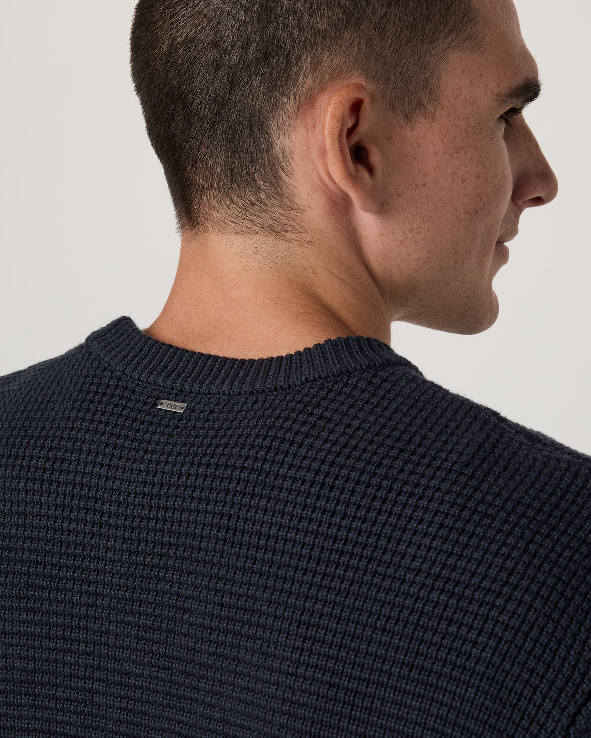 Denver Waffle Crew Sweater Men's Navy Wool Sweater - Vuori