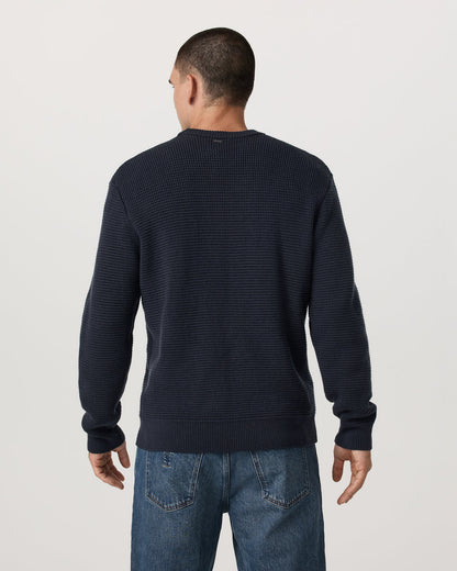 Denver Waffle Crew Sweater Men's Navy Wool Sweater - Vuori