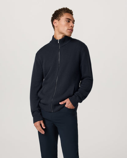 Denver Full Zip Sweater Men's Navy Zip Sweater - Vuori