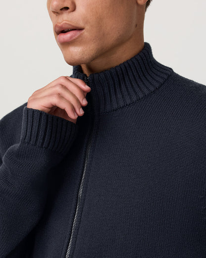 Denver Full Zip Sweater Men's Navy Zip Sweater - Vuori
