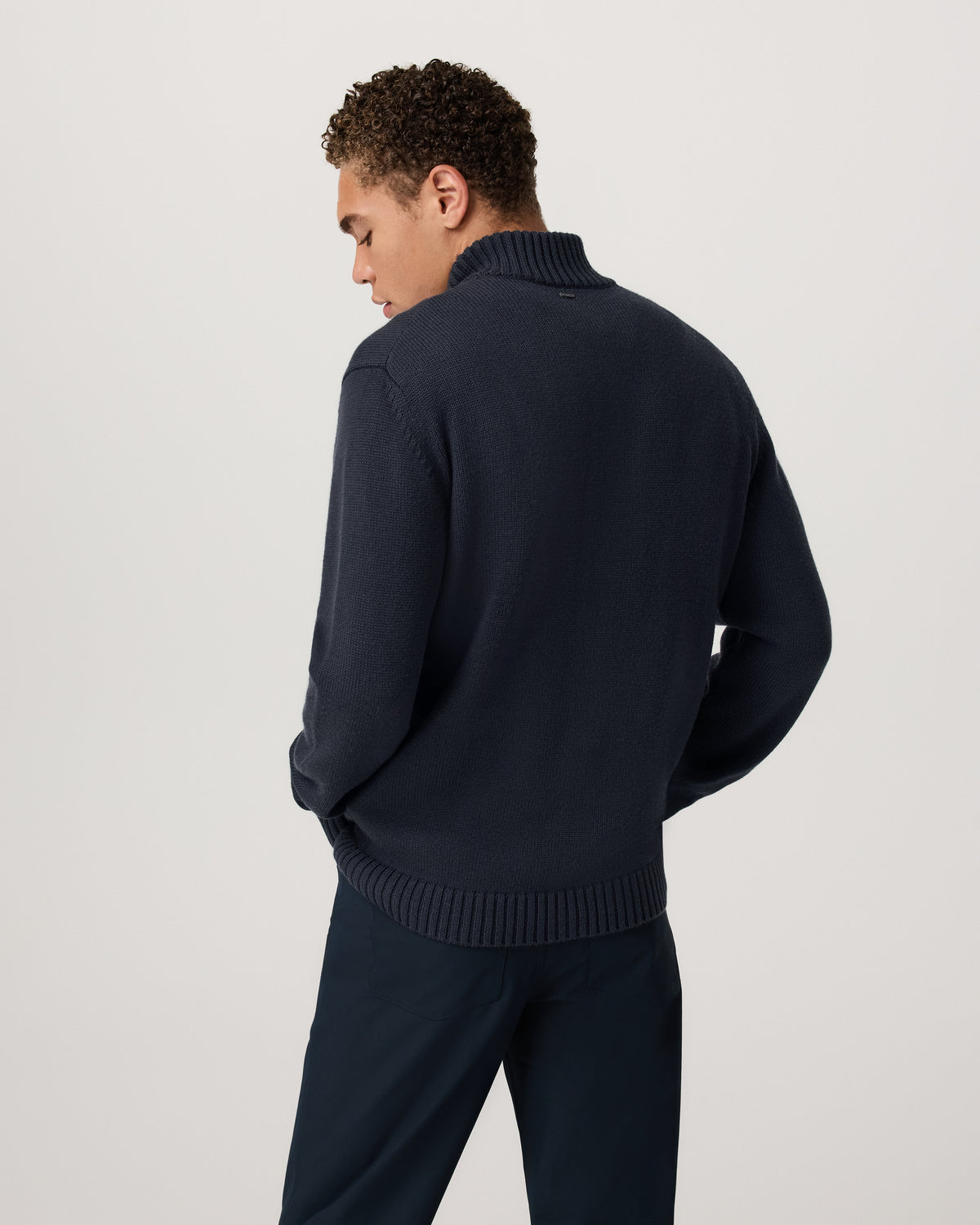 Denver Full Zip Sweater Men's Navy Zip Sweater - Vuori