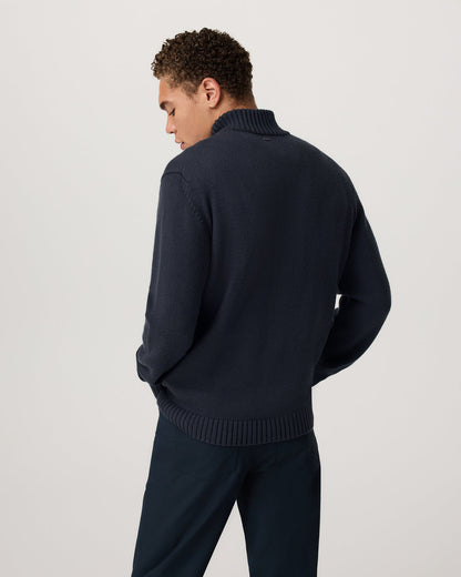 Denver Full Zip Sweater Men's Navy Zip Sweater - Vuori