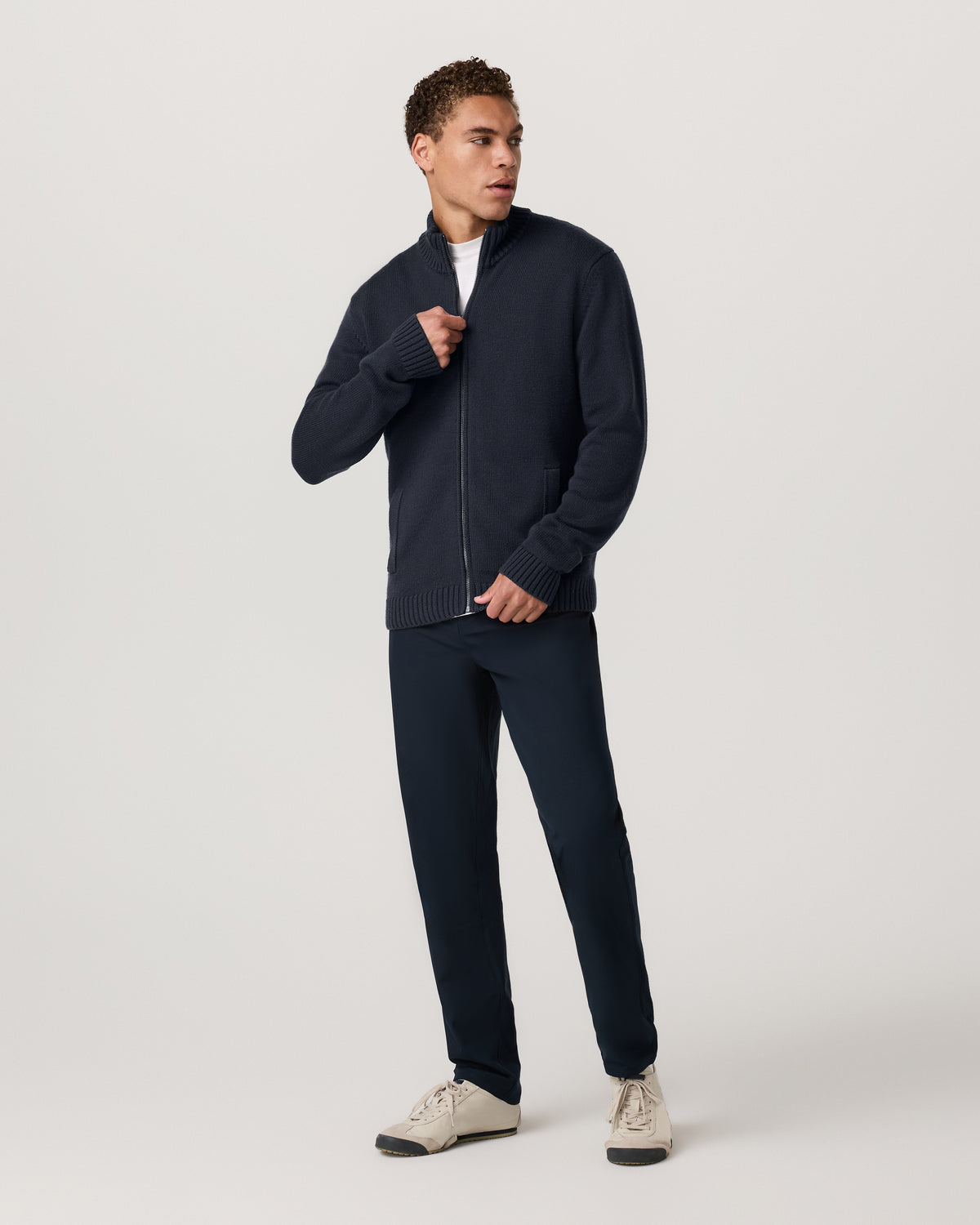 Denver Full Zip Sweater Men's Navy Zip Sweater - Vuori
