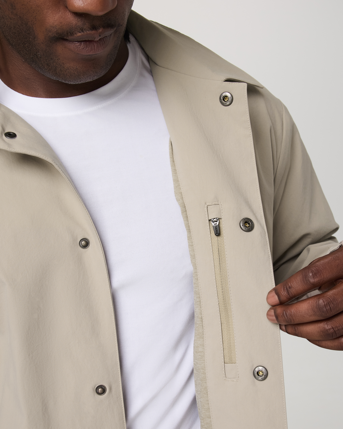 V1 Coach Jacket Men's Truffle Vintage Style Jacket - Vuori
