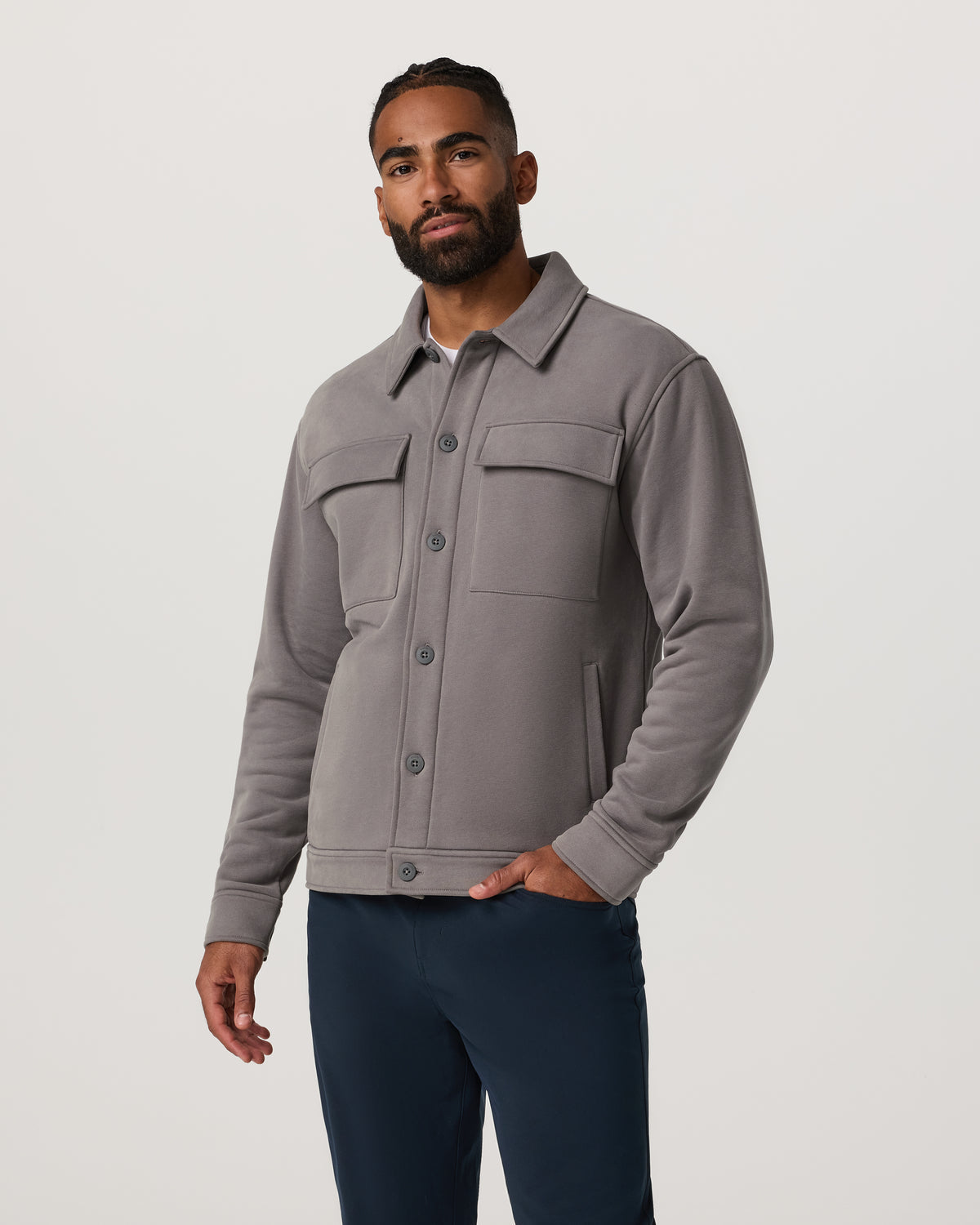 Seaside Shirt Jacket Men's Cavern Grey Lifestyle Jacket - Vuori
