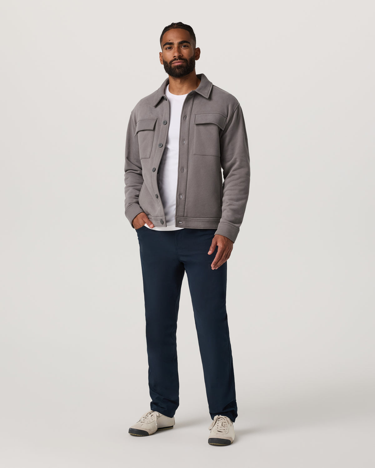 Seaside Shirt Jacket Men's Cavern Grey Lifestyle Jacket - Vuori