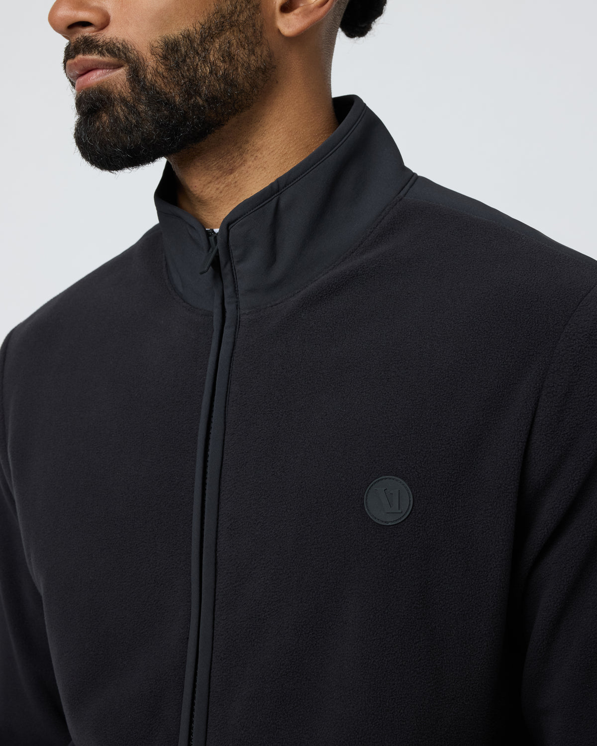 Aspen Full Zip Jacket Black Fleece Jacket - Vuori