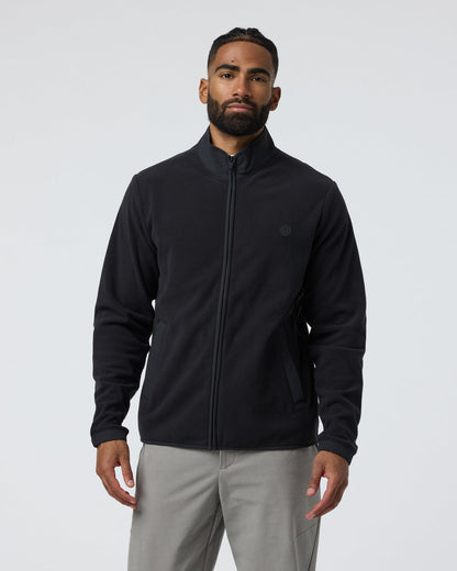 Aspen Full Zip Jacket Black Fleece Jacket - Vuori