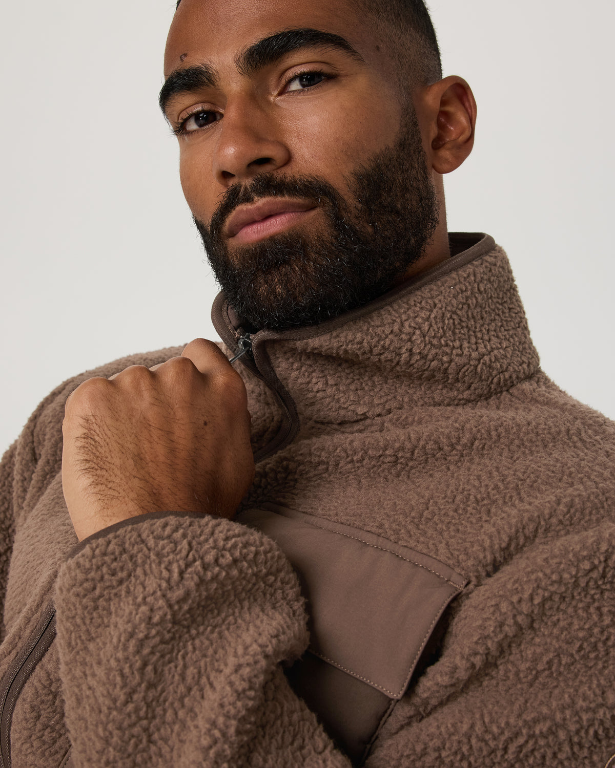 Alpine Fleece Full Zip Men's Elm Mock Neck Jacket - Vuori