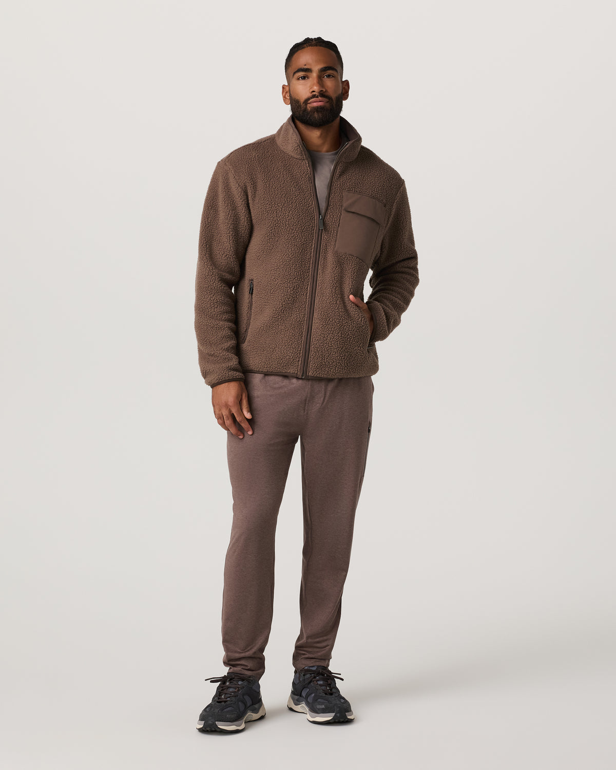 Alpine Fleece Full Zip Men's Elm Mock Neck Jacket - Vuori