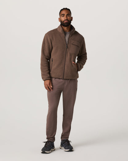 Alpine Fleece Full Zip Men's Elm Mock Neck Jacket - Vuori