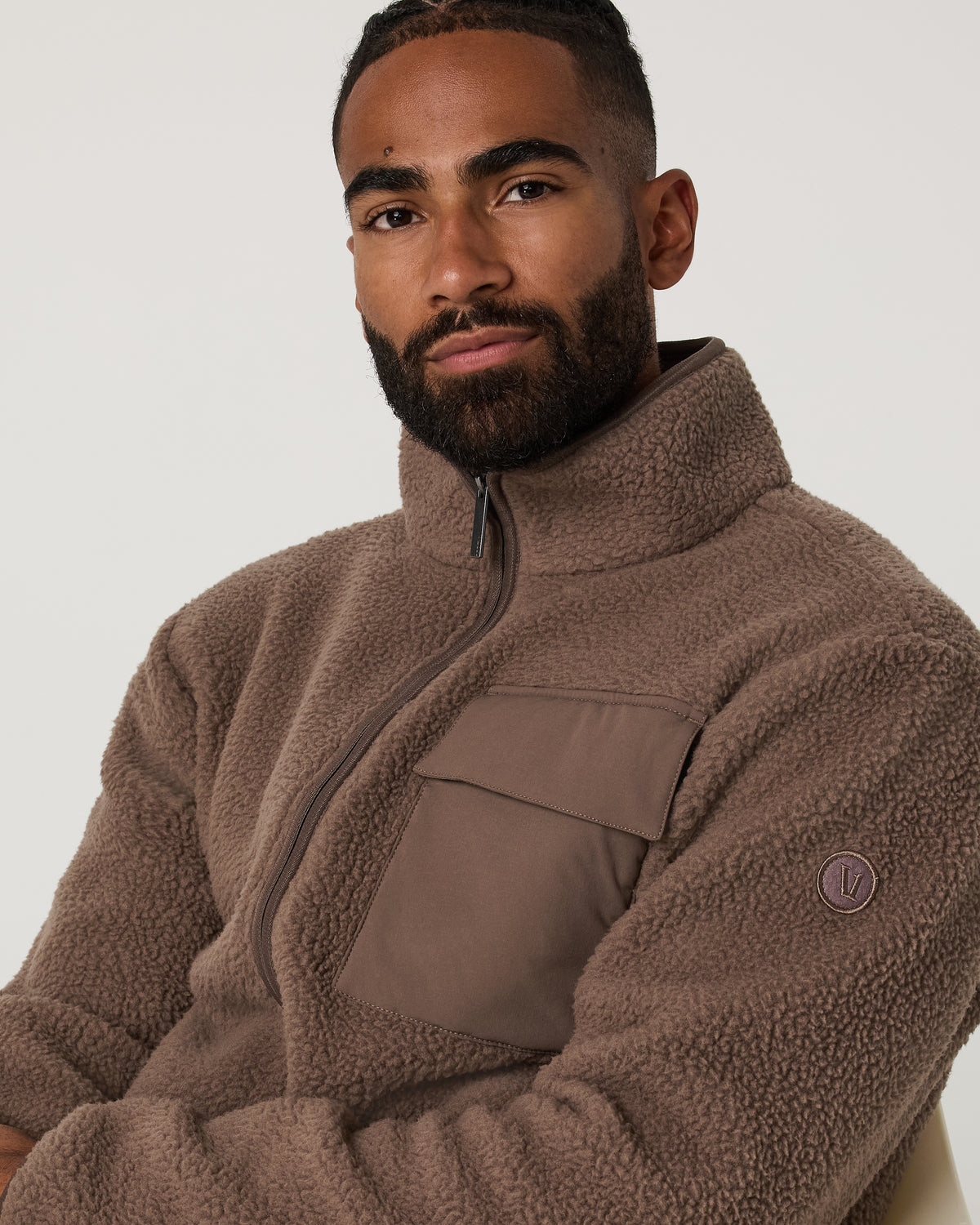 Alpine Fleece Full Zip Men's Elm Mock Neck Jacket - Vuori
