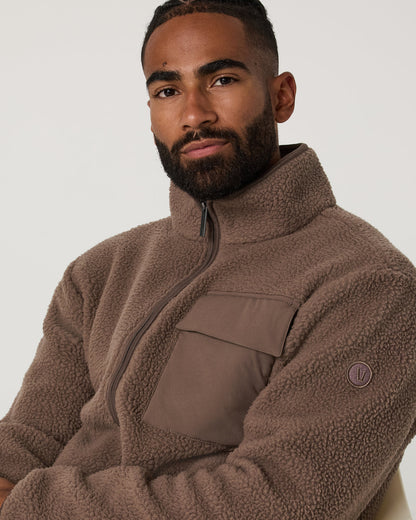 Alpine Fleece Full Zip Men's Elm Mock Neck Jacket - Vuori