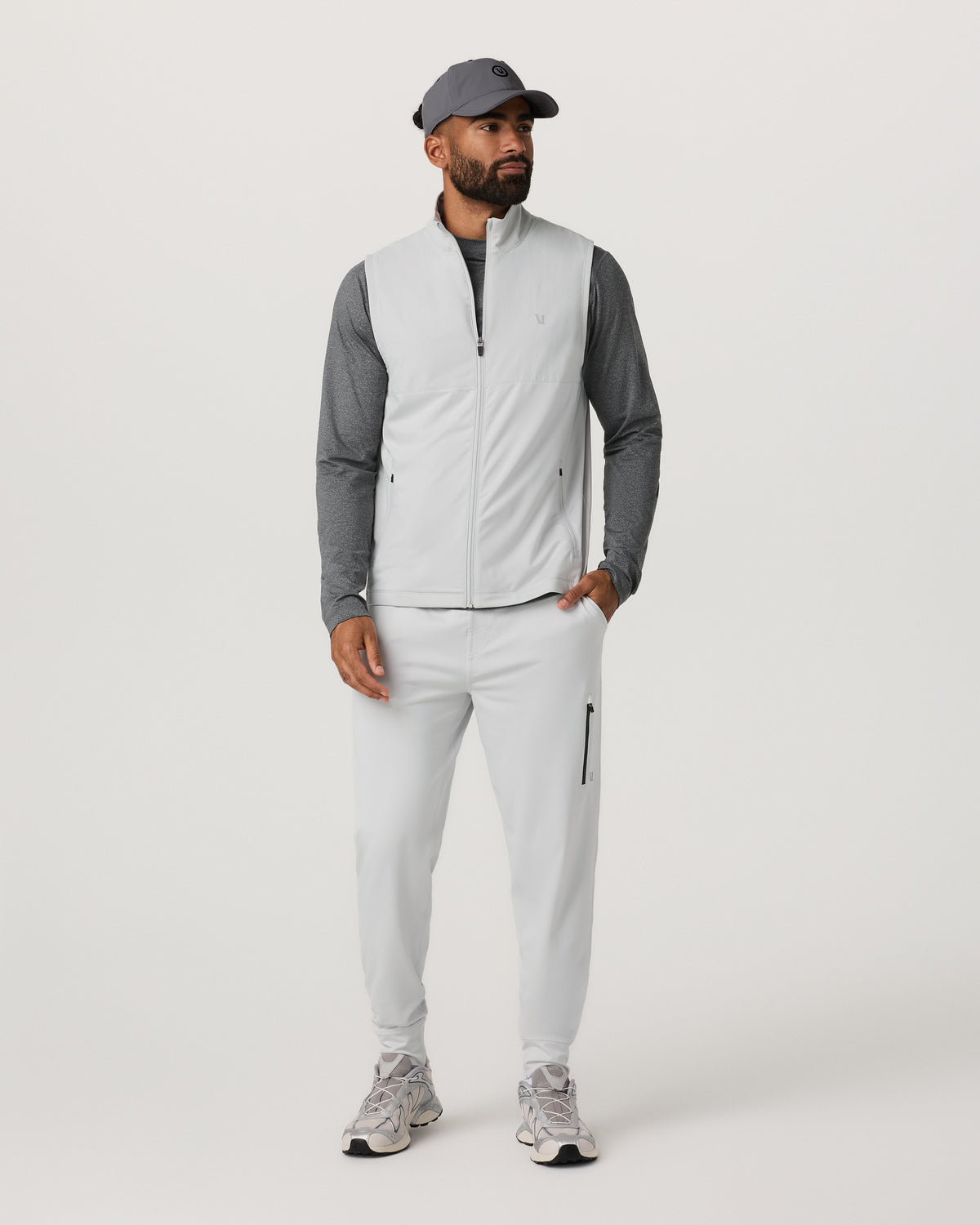 Sunday Element Vest Men's Frost Grey Full Zip Vest - Vuori