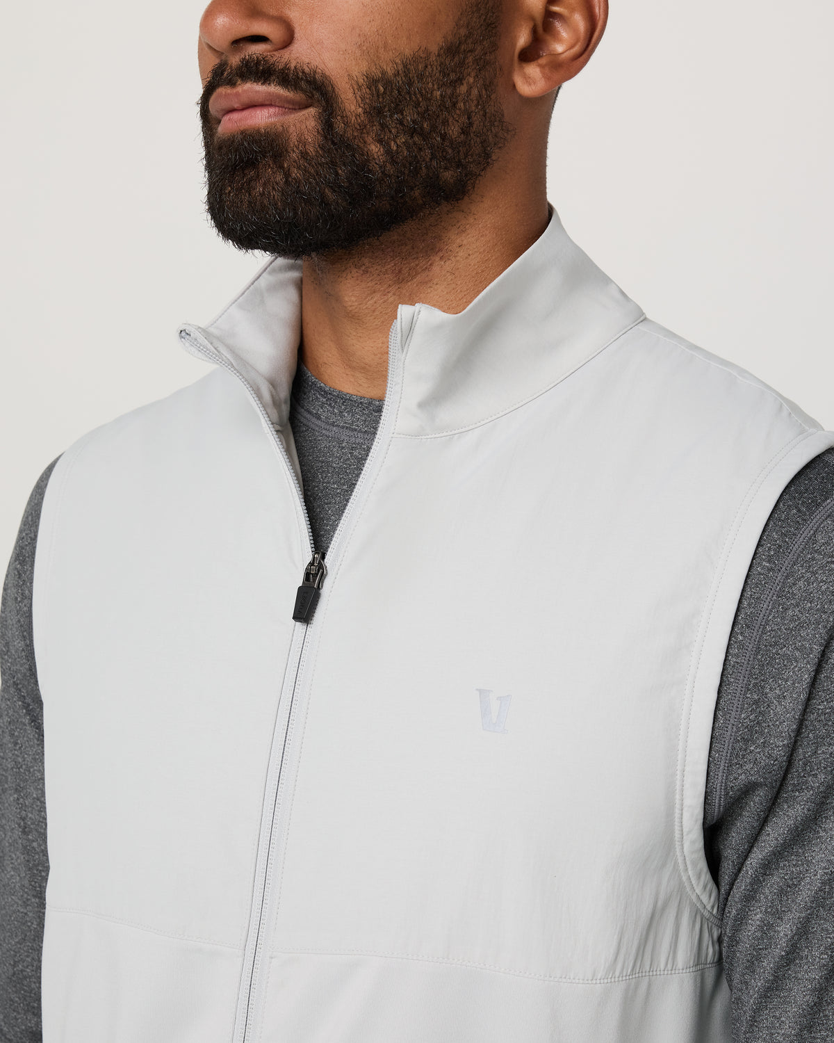 Sunday Element Vest Men's Frost Grey Full Zip Vest - Vuori