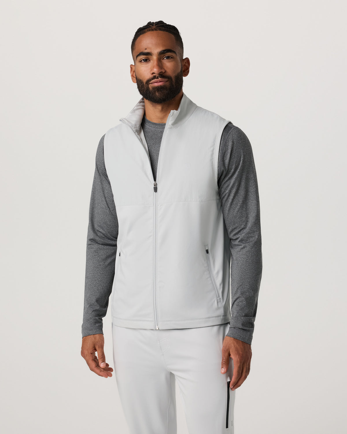 Sunday Element Vest Men's Frost Grey Full Zip Vest - Vuori