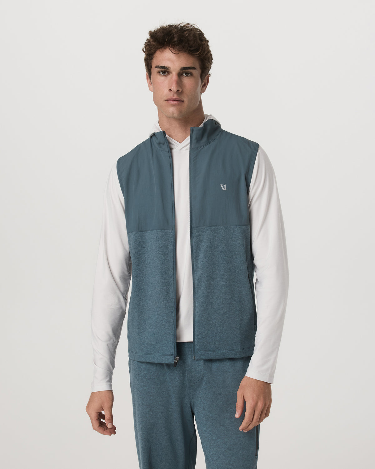Sunday Element Vest Blue Sea Heather Full-Zip Vest - Vuori