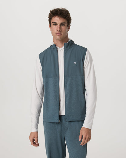 Sunday Element Vest Blue Sea Heather Full-Zip Vest - Vuori