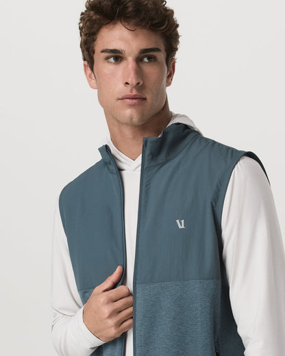 Sunday Element Vest Blue Sea Heather Full-Zip Vest - Vuori