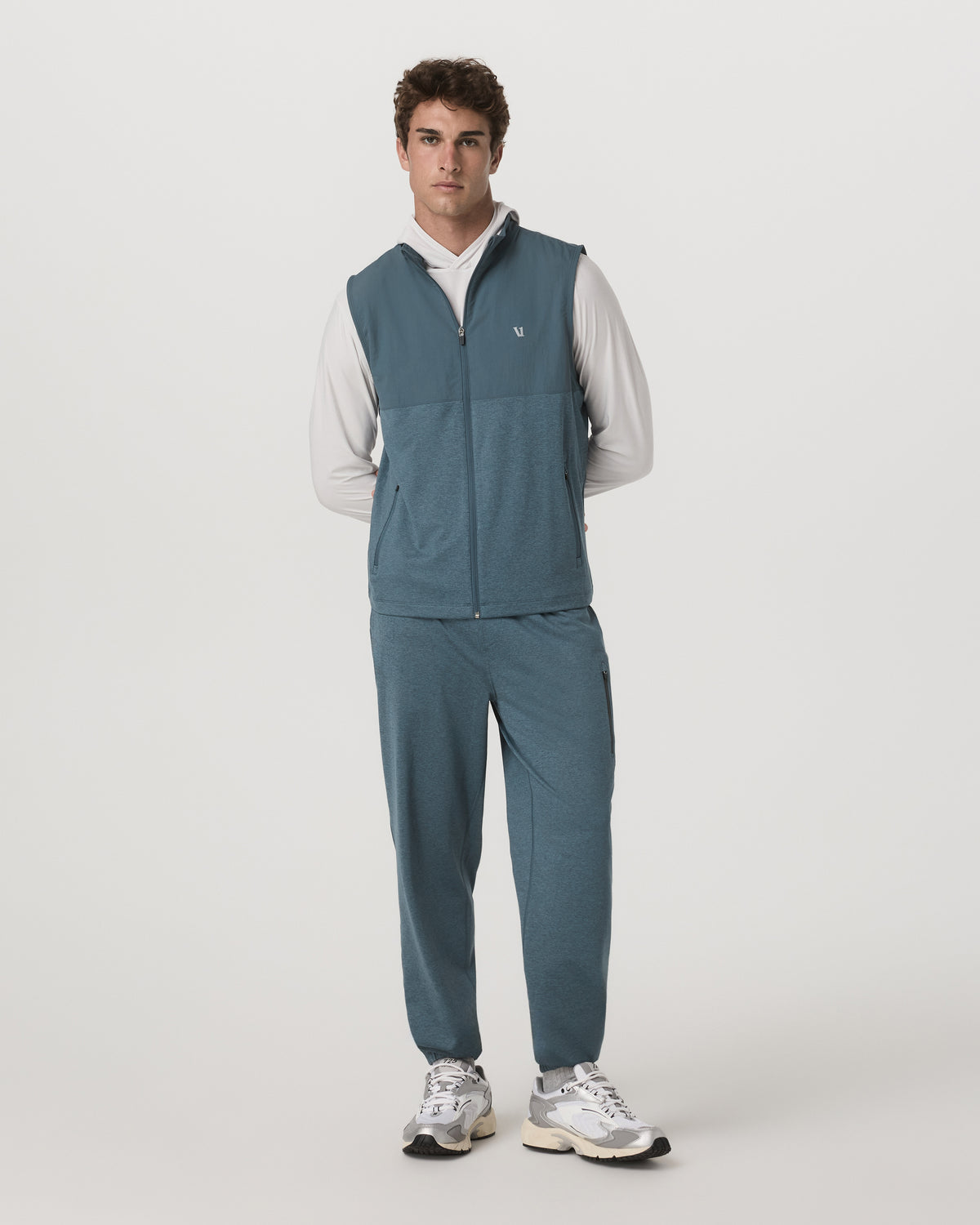 Sunday Element Vest Blue Sea Heather Full-Zip Vest - Vuori