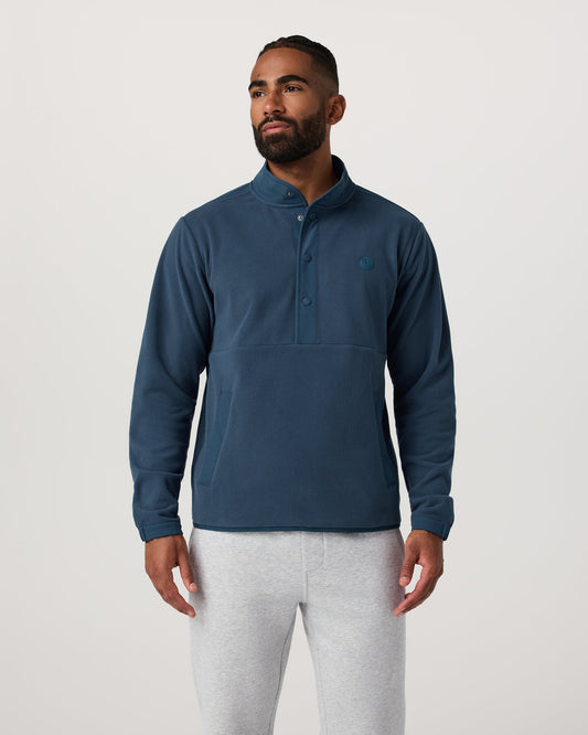 Aspen 1/2 Snap Men's Ocean Blue Mock-Neck Pullover - Vuori