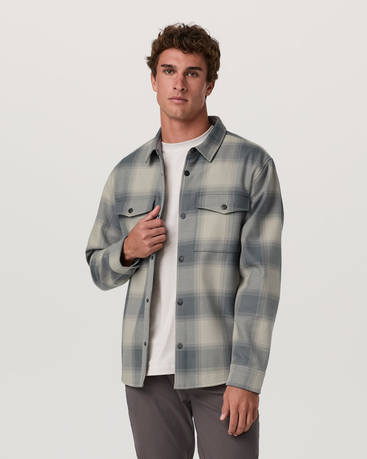 Range Shirt Jacket 2.0 Men's Mushroom Plaid Jacket - Vuori