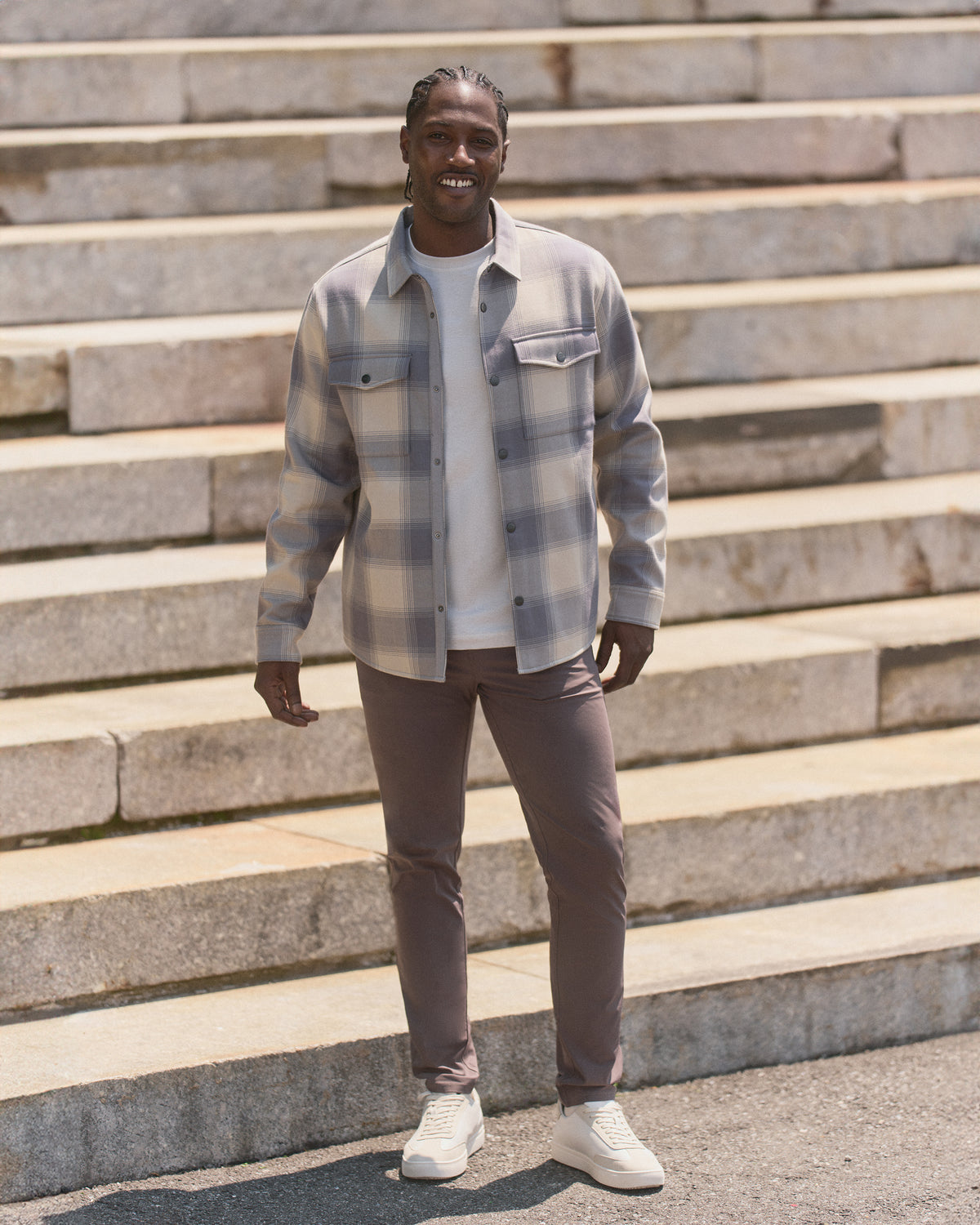 Range Shirt Jacket 2.0 Men's Mushroom Plaid Jacket - Vuori
