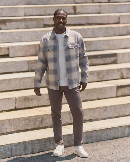 Range Shirt Jacket 2.0 Men's Mushroom Plaid Jacket - Vuori