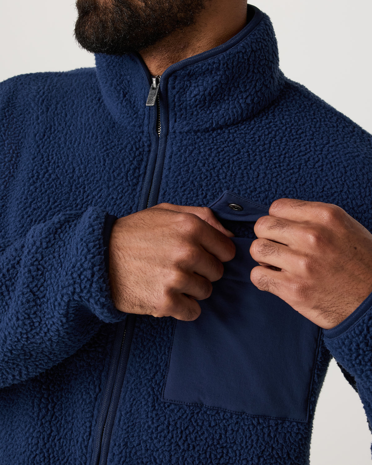 Alpine Fleece Full Zip Men's Blue Coast Mock Neck Jacket - Vuori