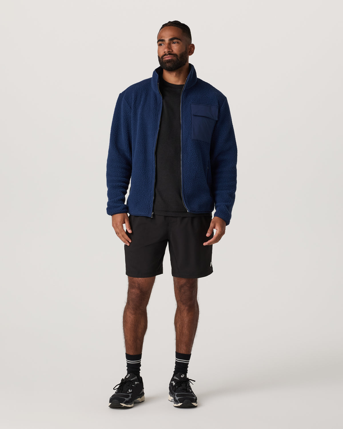 Alpine Fleece Full Zip Men's Blue Coast Mock Neck Jacket - Vuori