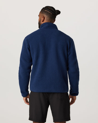 Alpine Fleece Full Zip Men's Blue Coast Mock Neck Jacket - Vuori