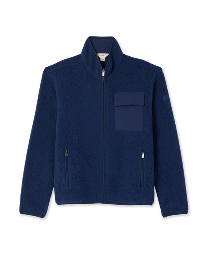 Alpine Fleece Full Zip Men's Blue Coast Mock Neck Jacket - Vuori