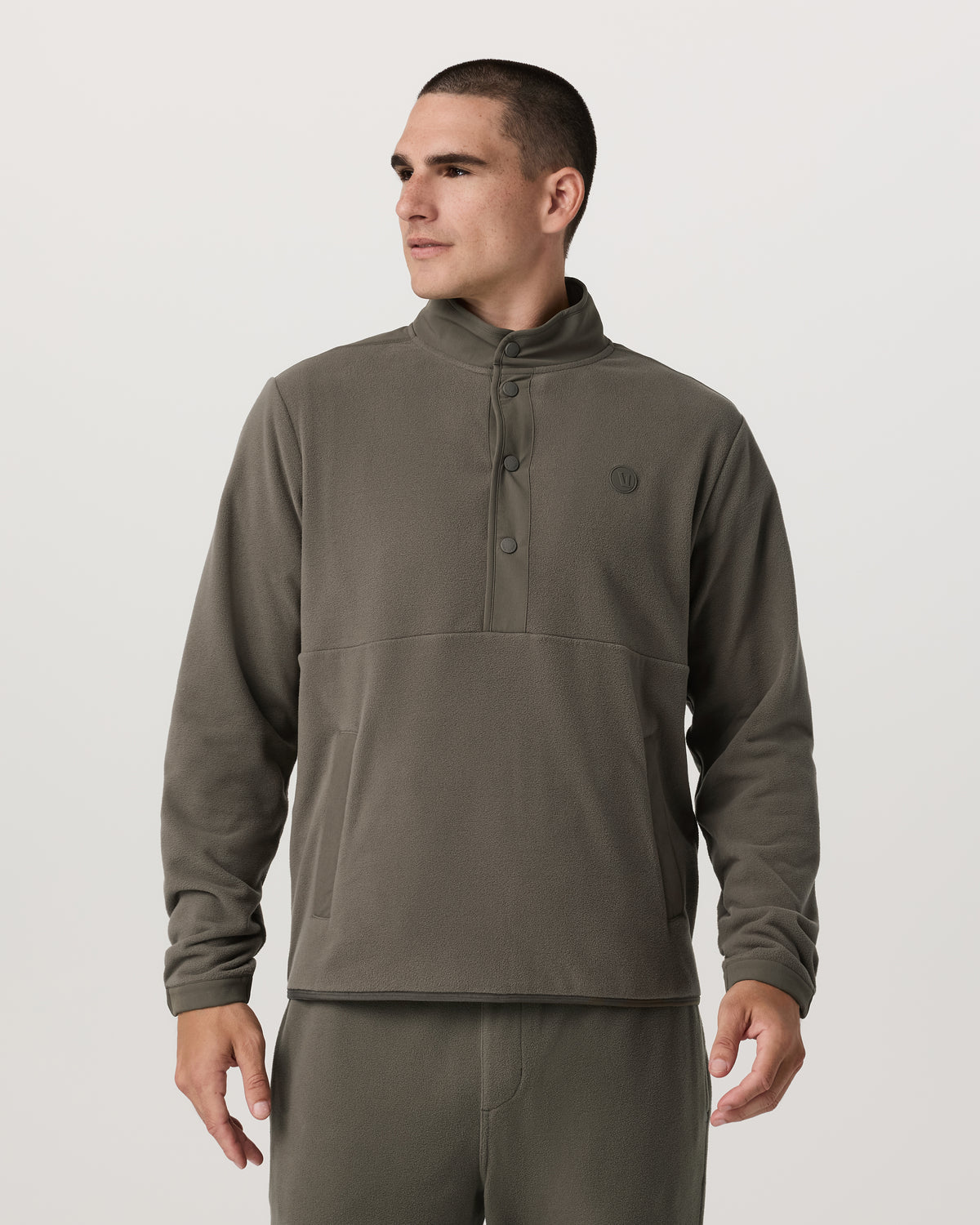 Aspen 1/2 Snap Men's Fleece Mock-Neck Pullover in Root - Vuori