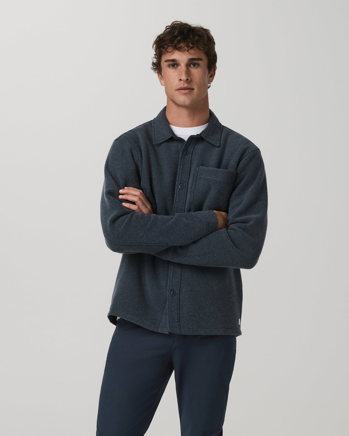 Beach Fleece Shirt Jacket Men's Ink Heather Jacket - Vuori