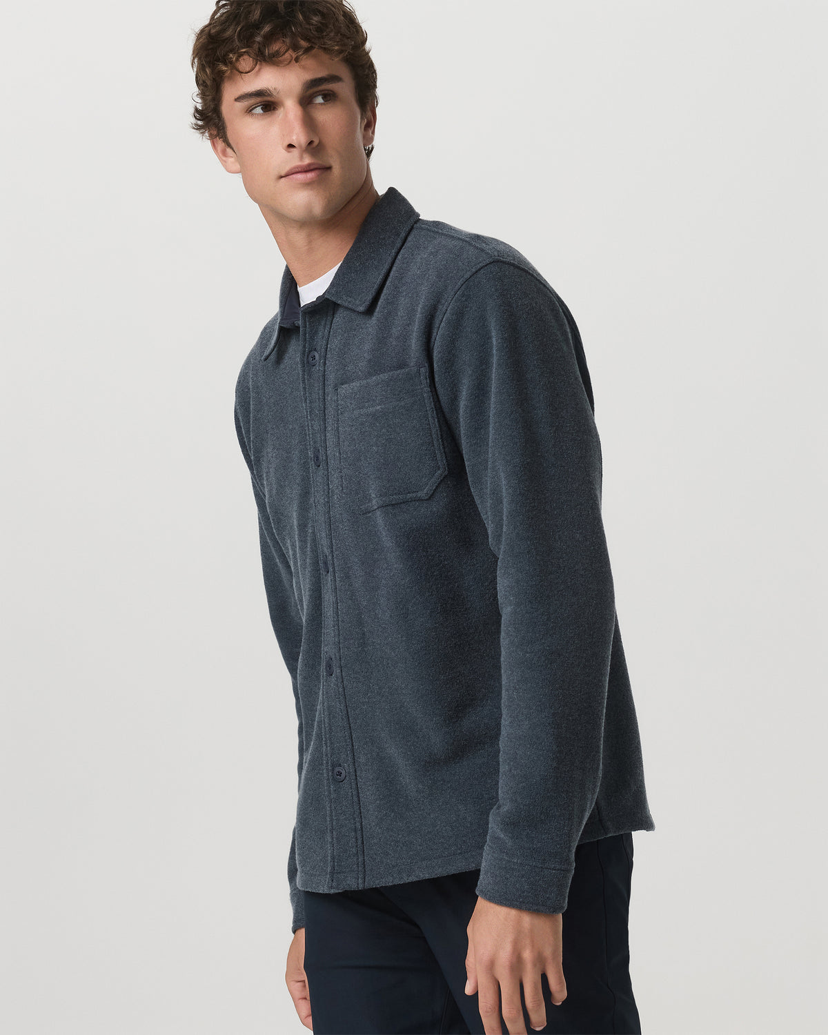 Beach Fleece Shirt Jacket Men's Ink Heather Jacket - Vuori