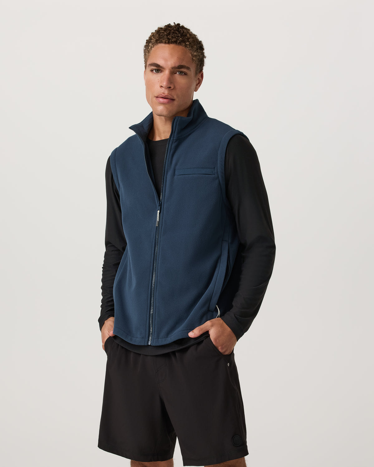 Aspen Vest Men's Ocean Blue Zip-Up Fleece Vest - Vuori