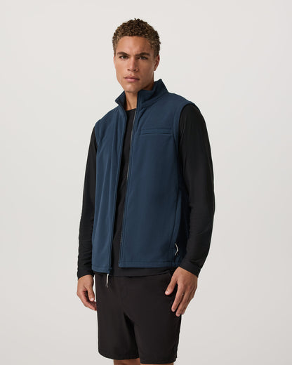 Aspen Vest Men's Ocean Blue Zip-Up Fleece Vest - Vuori