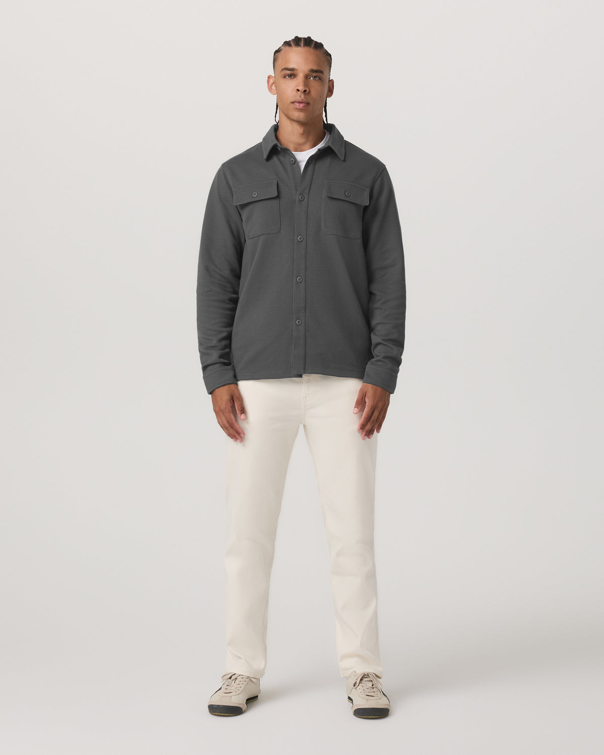 Waffle Shirt Jacket Men's Versatile Dark Pewter Jacket - Vuori