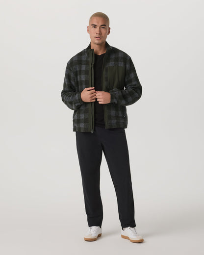 Ridge Fleece Jacket Men's Olive Plaid Zip-Up - Vuori